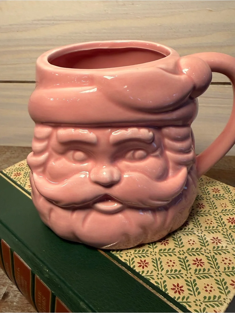 World Market Pink Santa Figural Ceramic Mug Christmas